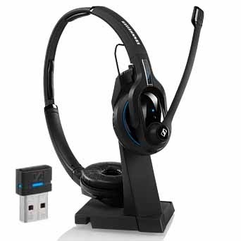 Wireless Bluetooth Headset 506046 Dual-Connectivity Black For Desk/Mobile Phone & Softphone/PC Connection| w/ HD Sound & Major UC Platform Compatibility - Dual-Sided Sennheiser MB Pro 2 UC ML 
